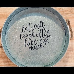 Brownlow “eat well, laugh often, love much” galvanized tin vintage style tray
